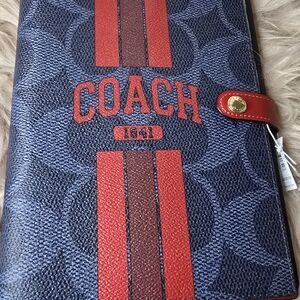 Coach Coated Canvas Varsity Notebook NWT